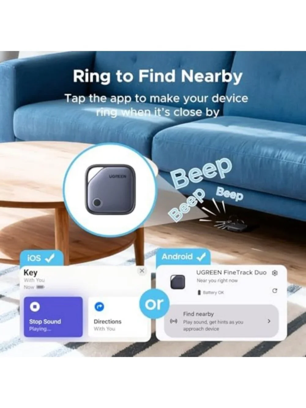 4 Pack Air Tracker Tags for iOS & Android - Bluetooth Location Finders
